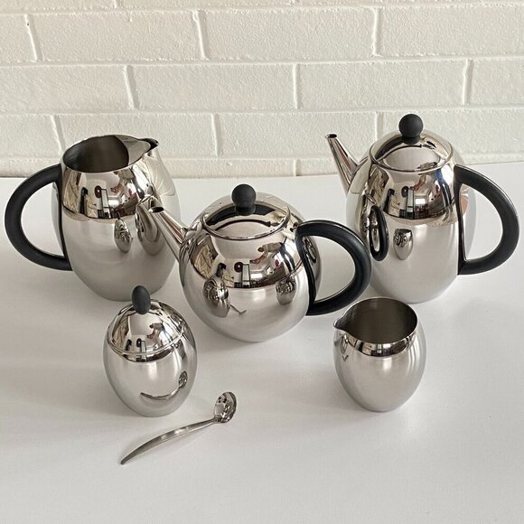 Retro Stainless Steel Coffee Tea Water Cream Sugar Set - Picture 8 of 11